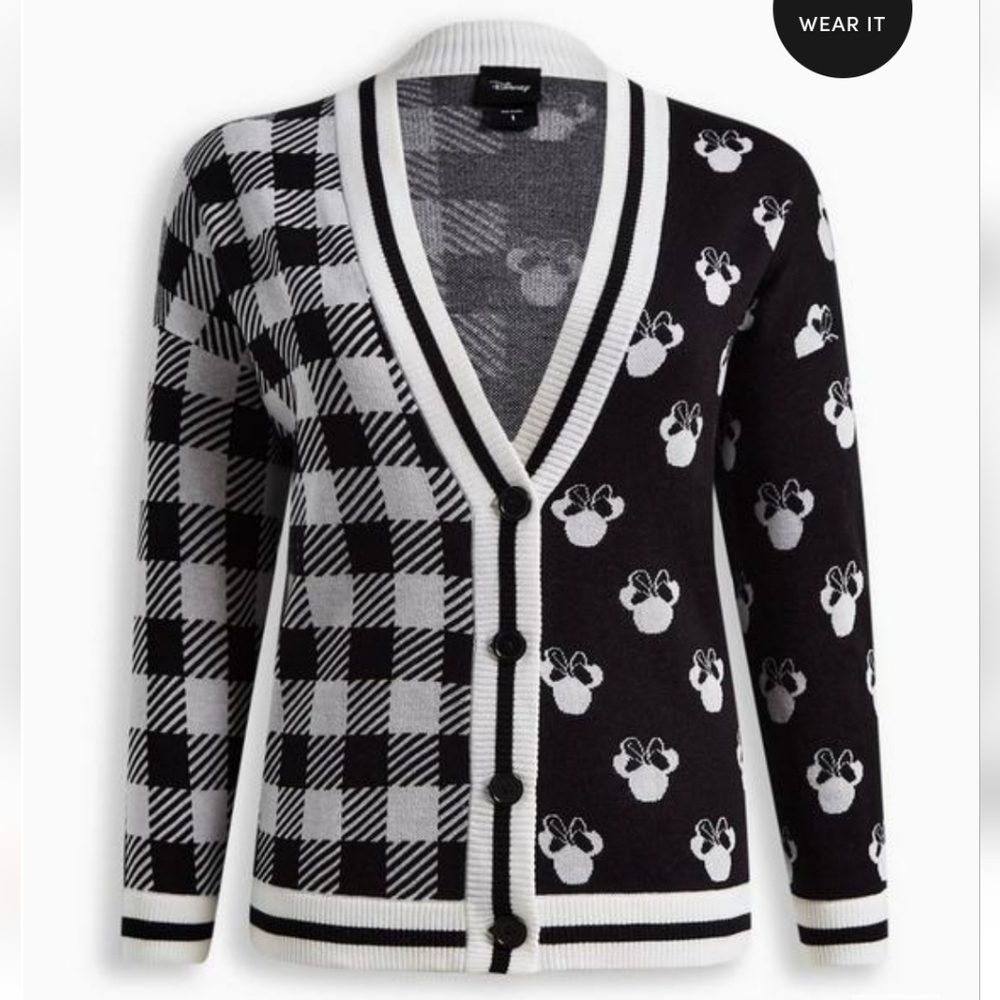 Torrid Disney Minnie Mouse Jacquard Cardigan Sweater sizes 1X & 0X NWT